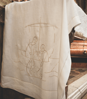 I pescatori - ricamo tovaglia del Pescatore