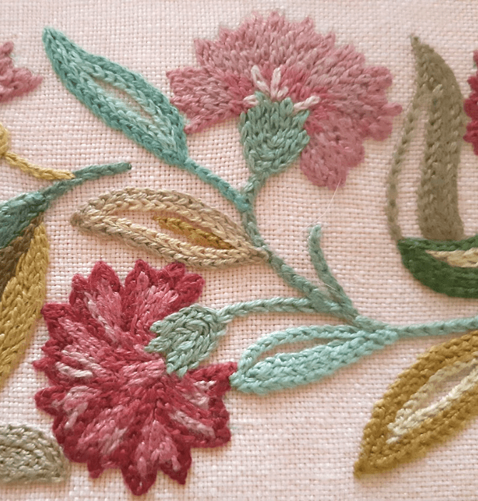 Ricamo - punto erba e punto catenella